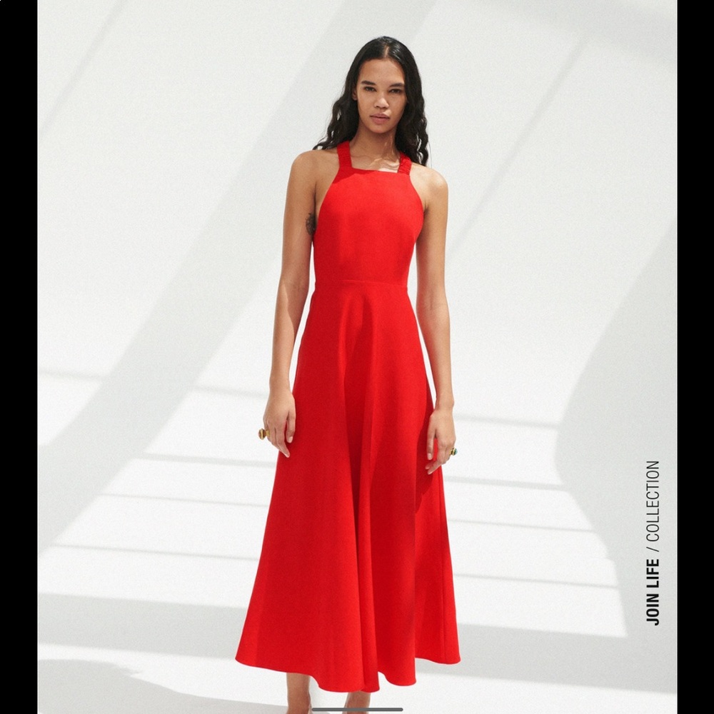 Zara Red Cross back linen dress. Size M.